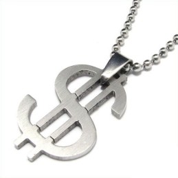 Cool Man Dollar Symbol Reines Titan Halskette Anhänger Kostenlose Kette