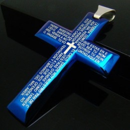 Mann Blaues Kreuz Reines Titan Anhänger Geschenk