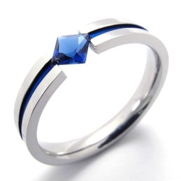 Titanring Mit Blauem Diamanten