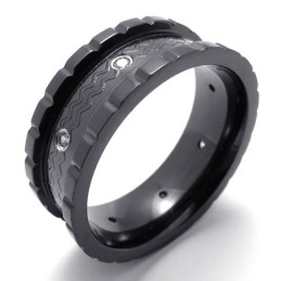 Titanring Mit Schwarzem Diamanten