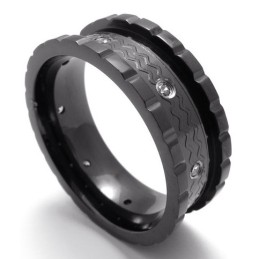 Titanring Mit Schwarzem Diamanten