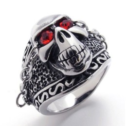 Totenkopf Mit Rotem Diamanten Titanring