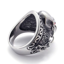 Totenkopf Mit Rotem Diamanten Titanring