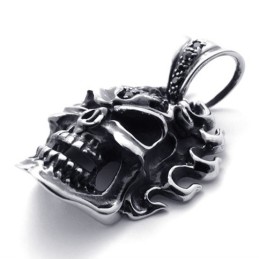 Titan-Anhänger Mit Schwarzem Diamant-Totenkopf