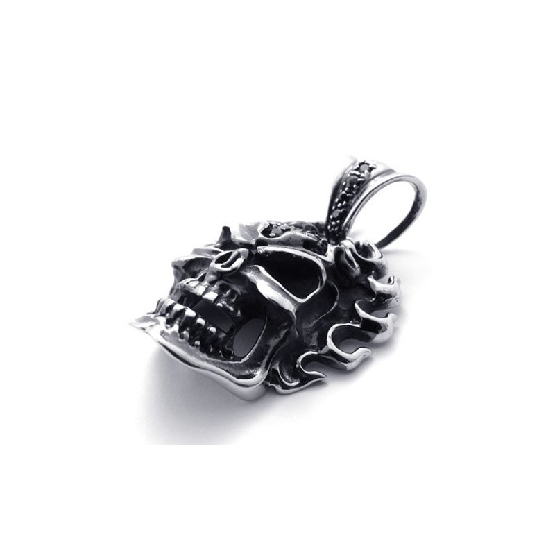 Titan-Anhänger Mit Schwarzem Diamant-Totenkopf Titan-Anhänger Mit Schwarzem Diamant-Totenkopf