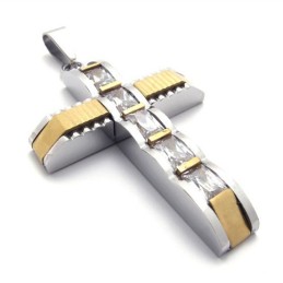 Gold Akzent Kreuz Diamant Titan Kreuz Anhänger