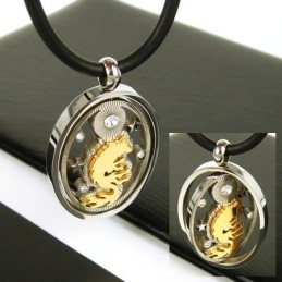 Man Spinner Gold Wolf Edelstein-Rein Titan Anhänger Halskette