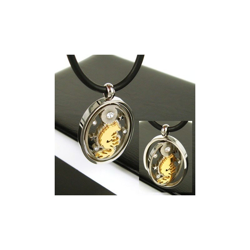 Man Spinner Gold Wolf Edelstein-Rein Titan Anhänger Halskette Man Spinner Gold Wolf Edelstein-Rein Titan Anhänger Halskette