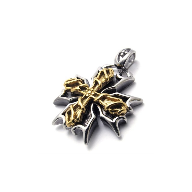 Titan-Anhänger Mit Goldenem Kreuz-Akzent Titan-Anhänger Mit Goldenem Kreuz-Akzent