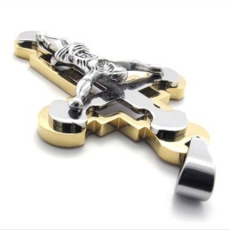 Jesus Gold Titan Kreuz Anhänger