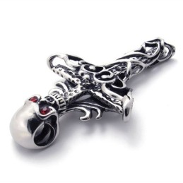 Kreuzschädel Mit Rotem Diamant-Titan-Anhänger