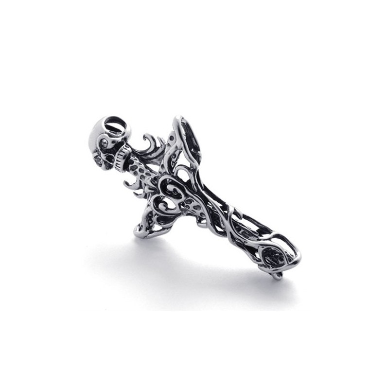 Kreuz-Totenkopf-Anhänger Aus Titan Kreuz-Totenkopf-Anhänger Aus Titan