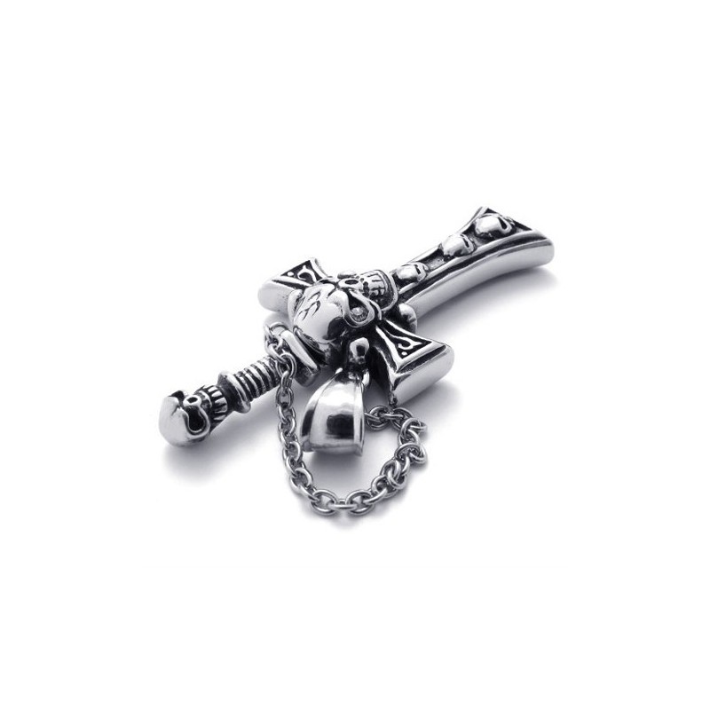 Totenkopfdolch-Kreuzanhänger Aus Titan Totenkopfdolch-Kreuzanhänger Aus Titan