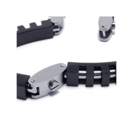 Herren Jungen Schwarz Silber Reines Titan Charm Armband