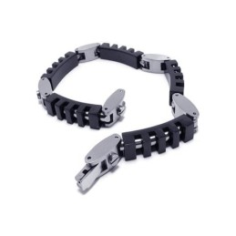 Herren Jungen Schwarz Silber Reines Titan Charm Armband
