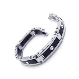 Männer Schwarz Silber Reines Titan Armband Gummi Armreif