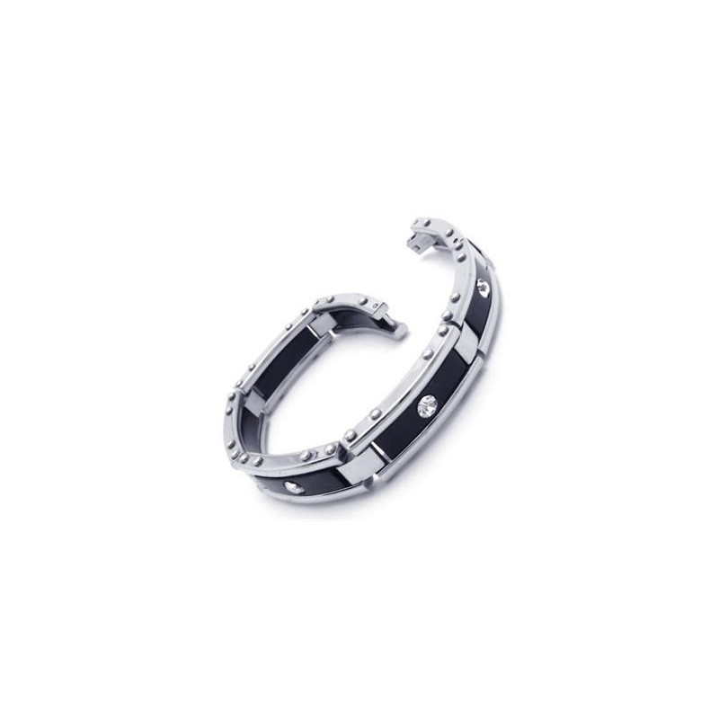 Männer Schwarz Silber Reines Titan Armband Gummi Armreif Männer Schwarz Silber Reines Titan Armband Gummi Armreif