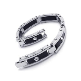 Männer Schwarz Silber Reines Titan Armband Gummi Armreif
