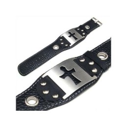 Herren Jungen Reines Titan Leder Kreuz Armband Armreif