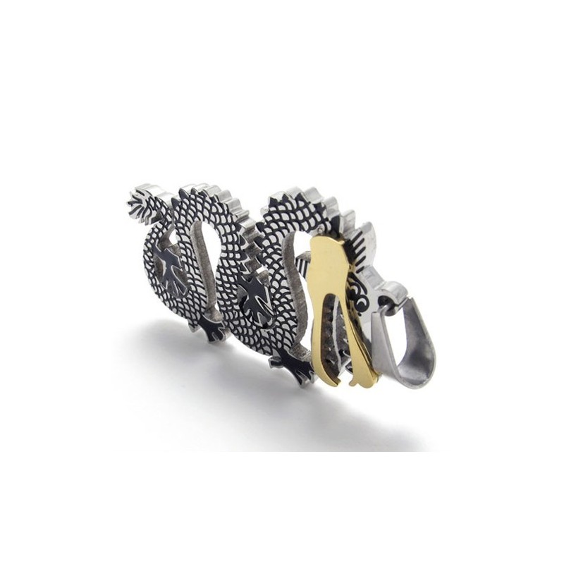 Titan-Anhänger Mit Drachen-Anhänger Und Gold-Akzent Titan-Anhänger Mit Drachen-Anhänger Und Gold-Akzent