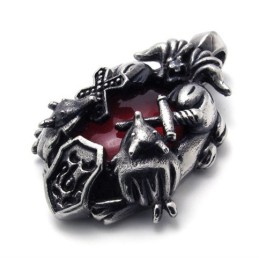 Titan-Anhänger Mit Kreuz Und Rotem Edelstein