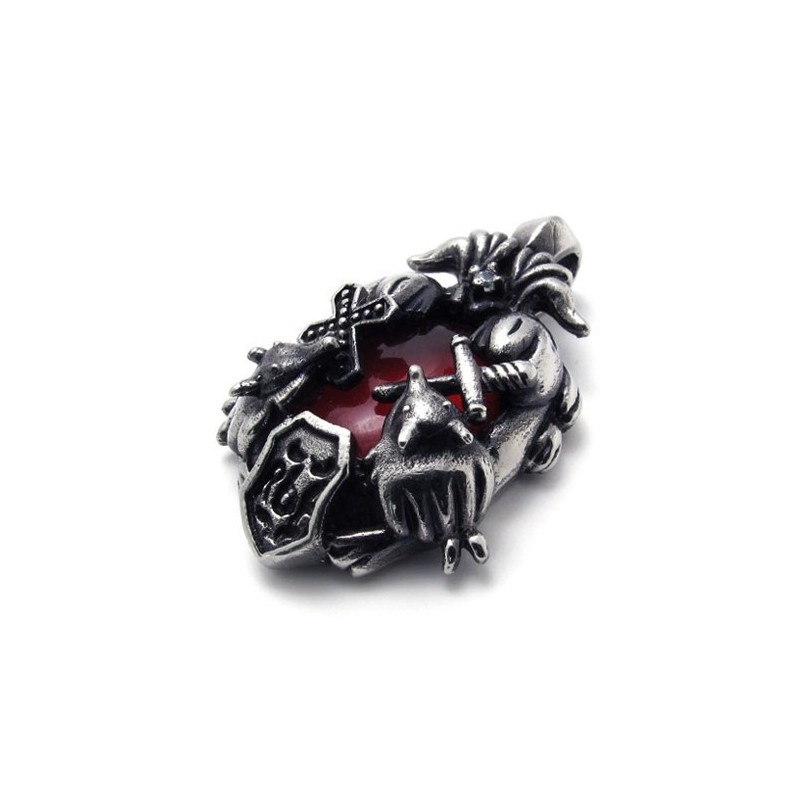 Titan-Anhänger Mit Kreuz Und Rotem Edelstein Titan-Anhänger Mit Kreuz Und Rotem Edelstein