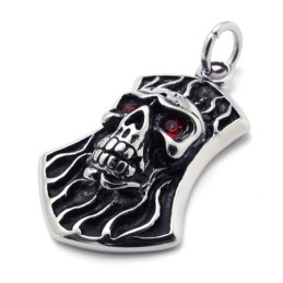 Totenkopf Mit Rotem Diamant-Titan-Anhänger