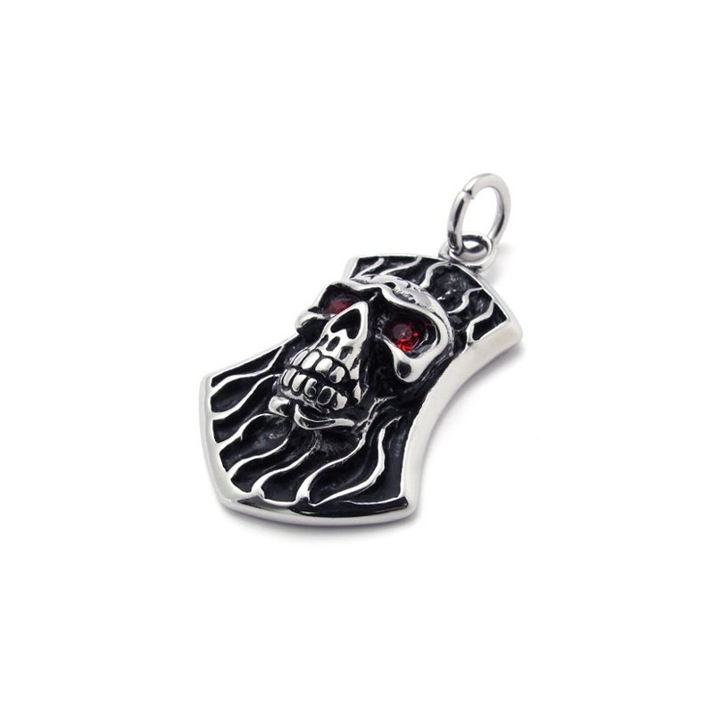 Totenkopf Mit Rotem Diamant-Titan-Anhänger Totenkopf Mit Rotem Diamant-Titan-Anhänger