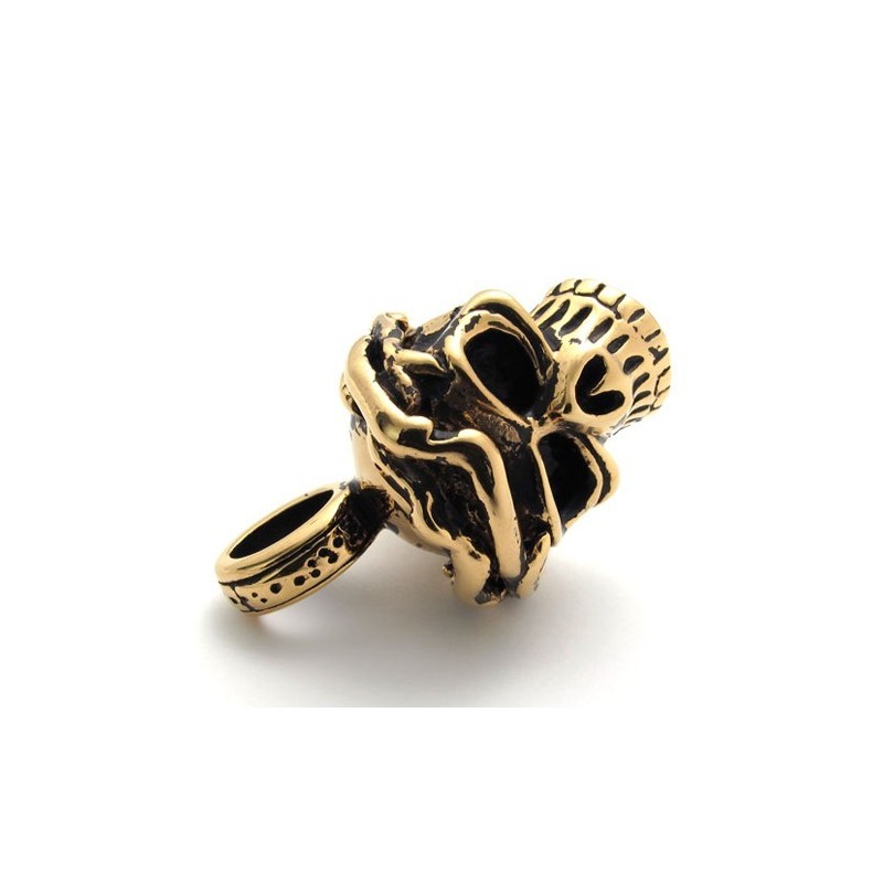 Goldfarbener Totenkopf-Anhänger Aus Titan Goldfarbener Totenkopf-Anhänger Aus Titan