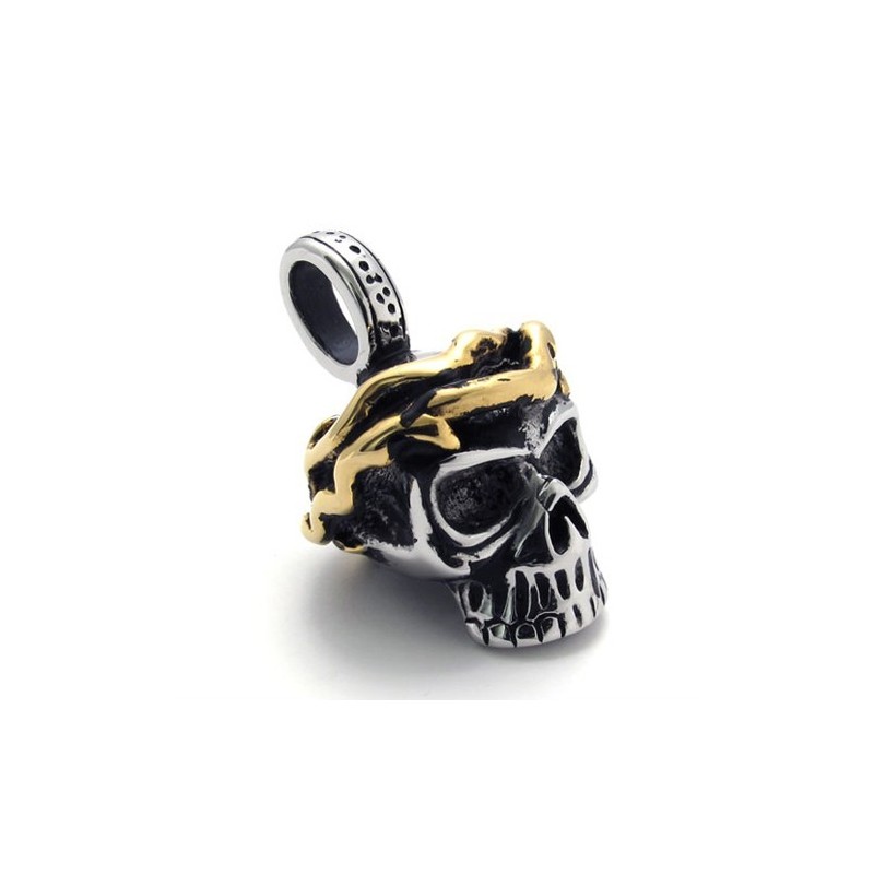 Titan-Anhänger Mit Totenkopf-Anhänger Und Goldenem Akzent Titan-Anhänger Mit Totenkopf-Anhänger Und Goldenem Akzent