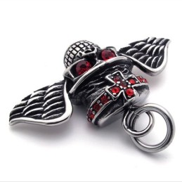 Roter Diamantflügel-Totenkopf-Anhänger Aus Titan