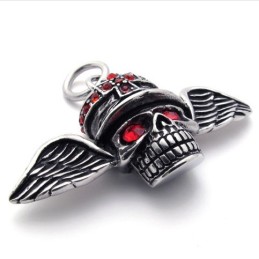 Roter Diamantflügel-Totenkopf-Anhänger Aus Titan