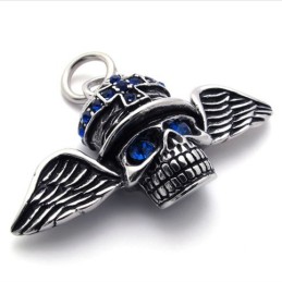 Flügel Totenkopf Blau Diamant Titan Anhänger
