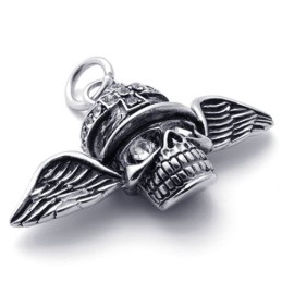 Flügel Totenkopf Diamant Titan Anhänger