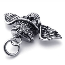 Flügel Totenkopf Diamant Titan Anhänger