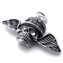 Flügel Totenkopf Diamant Titan Anhänger
