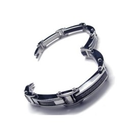 Herren Jungen Silber Schwarz Reines Titan Charm Armband