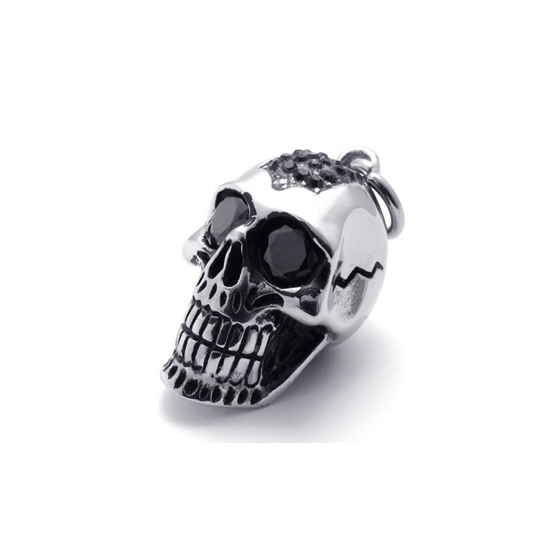 Titan-Anhänger Mit Schwarzem Diamant-Totenkopf Titan-Anhänger Mit Schwarzem Diamant-Totenkopf