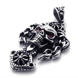 Totenkopf Mit Rotem Diamant-Titan-Anhänger