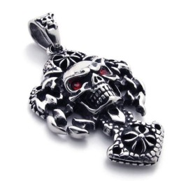 Totenkopf Mit Rotem Diamant-Titan-Anhänger