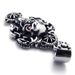 Totenkopf Mit Rotem Diamant-Titan-Anhänger