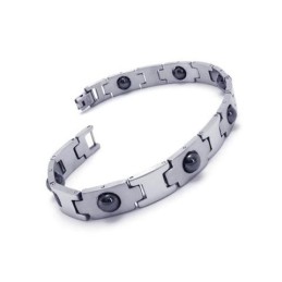 Herren Junge Silber Schwarz Reines Titan Magnetarmband