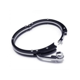 Herren Schwarz Silber Charm Reines Titan Armband Armreif
