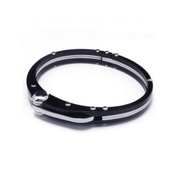 Herren Schwarz Silber Charm Reines Titan Armband Armreif