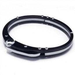 Herren Schwarz Silber Charm Reines Titan Armband Armreif