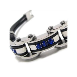 Herrenarmband Aus Reinem Titankautschuk, Blau/Schwarz/Silber
