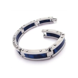 Herren-Armreif Aus Reinem Titan-Kautschuk, Blau/Silber