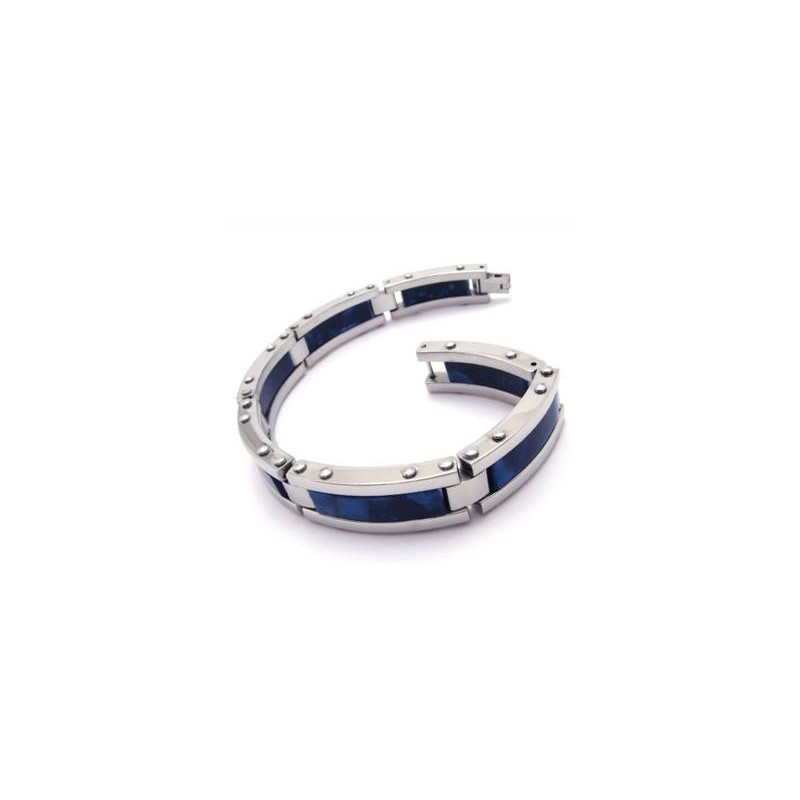 Herren-Armreif Aus Reinem Titan-Kautschuk, Blau/Silber Herren-Armreif Aus Reinem Titan-Kautschuk, Blau/Silber