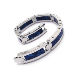 Herren-Armreif Aus Reinem Titan-Kautschuk, Blau/Silber
