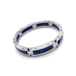 Herren-Armreif Aus Reinem Titan-Kautschuk, Blau/Silber